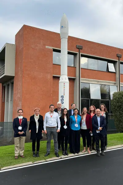 Photo of the participants at the entrance of the ESA/ESRIN site