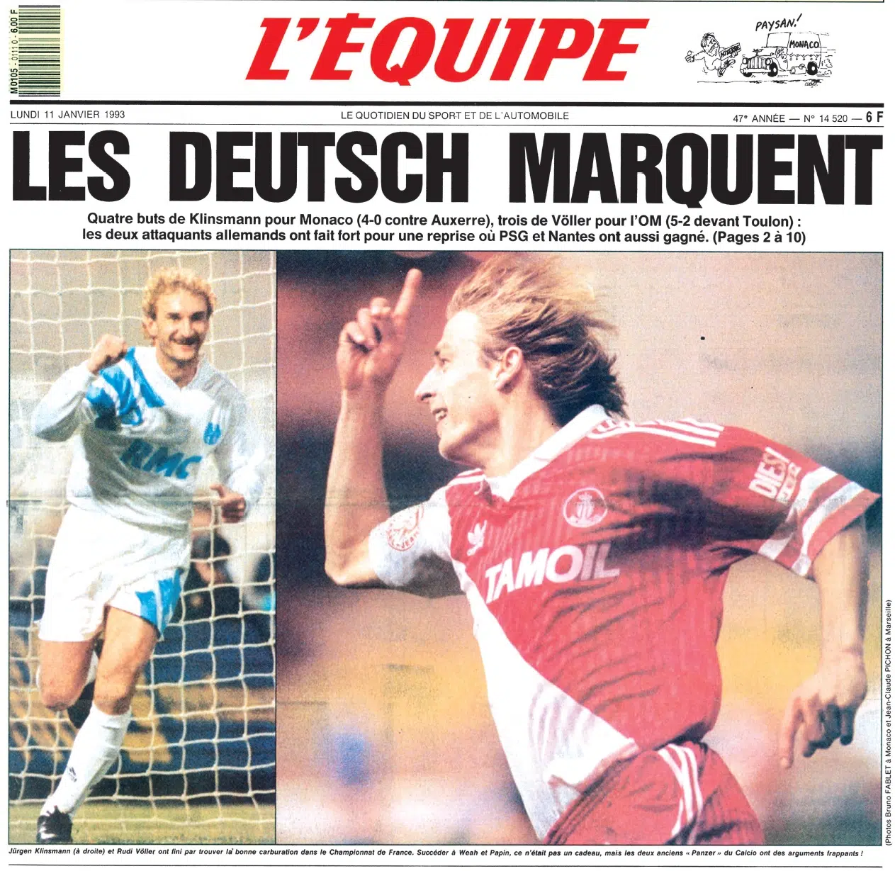 "Les Deutsch marquent" - Illustration pour une série d'articles par Albrecht Sonntag dans le cadre du 60e anniversaire du Traité de l'Elysée - Métaphores du football