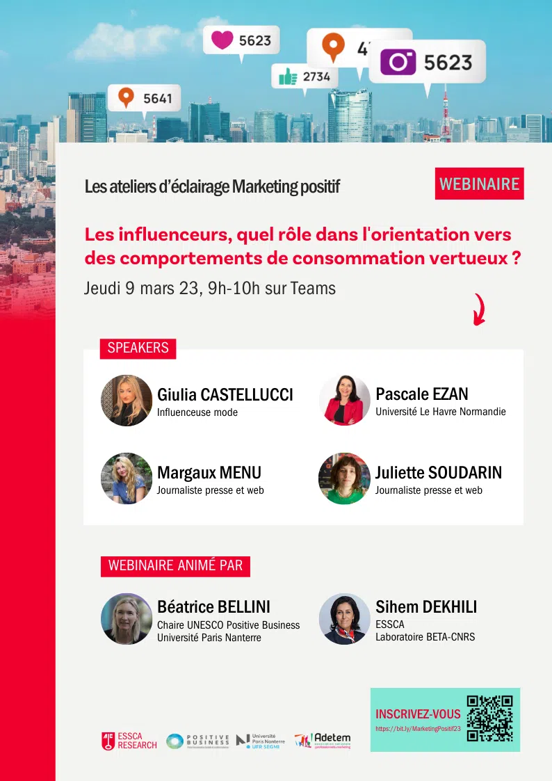 Atelier “Les influenceurs, quel rôle dans l’orientation vers des comportements de consommation vertueux”