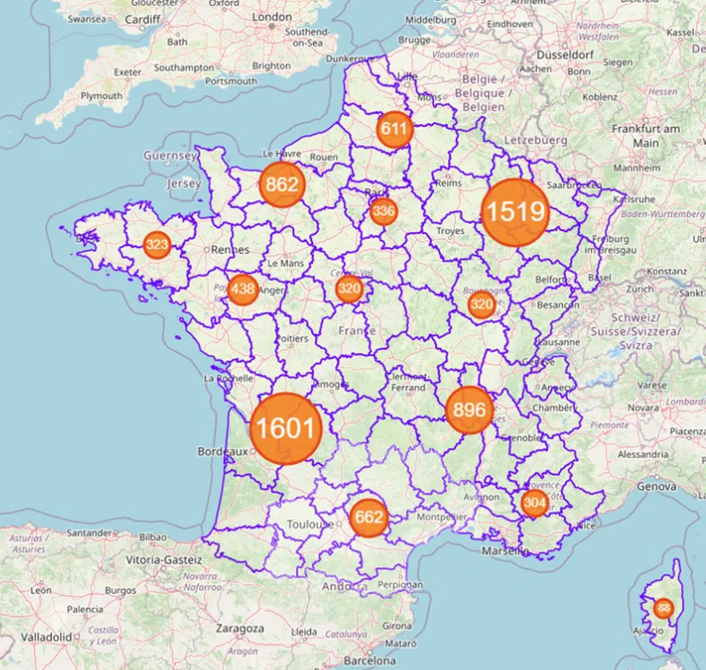 Figure 1 : Répartition des friches en France  Source : Cartofriches