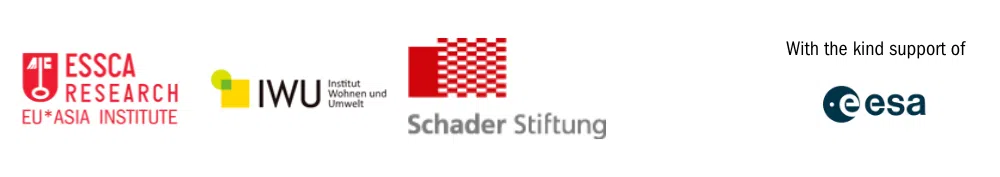 Logo partners ofs ESSCA's 16th Space Policy Workshop - March 2024: Institute for Housing and Environment (IWU), Schader Foundation and ESOC, Darmstadt