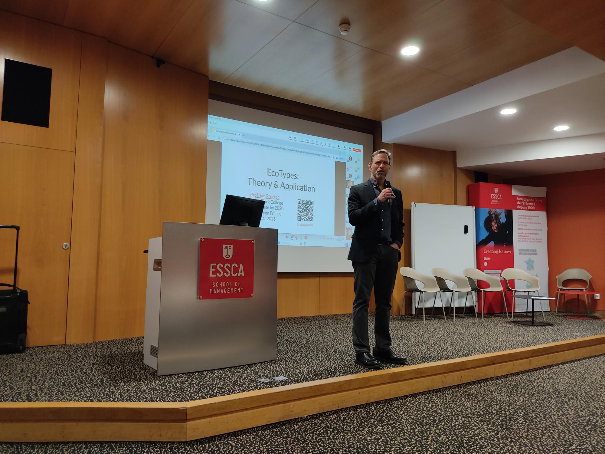 Prof James Proctor at ESSCA Lyon for the presentation of his Ecotypes Initiative during the Solve Climate Conference 2025