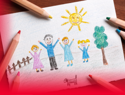 Dessin d'enfant d'une famille